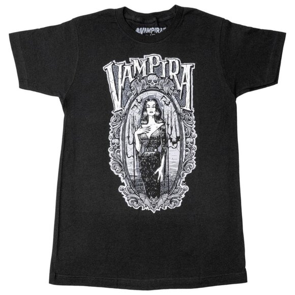 Vampira Gorey Frame Tee Black & White S-M-L-XL-2XL-3XL NWT - Picture 2 of 3
